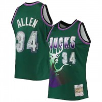 Nike Milwaukee Bucks #34 Ray Allen Mitchell & Ness 1996-97 Hardwood Classics NBA 76th Anniversary Diamond Swingman Jersey - Green
