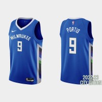 Milwaukee Milwaukee Bucks #9 Bobby Portis Men's Nike Blue 2022-23 NBA Jersey - City Edition
