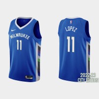 Milwaukee Milwaukee Bucks #11 Brook Lopez Men's Nike Blue 2022-23 NBA Jersey - City Edition