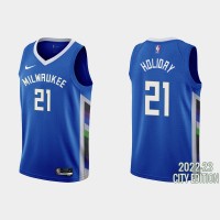 Milwaukee Milwaukee Bucks #21 Jrue Holiday Men's Nike Blue 2022-23 NBA Jersey - City Edition