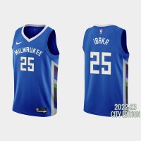 Milwaukee Milwaukee Bucks #25 Serge Ibaka Men's Nike Blue 2022-23 NBA Jersey - City Edition