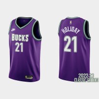 Milwaukee Milwaukee Bucks #21 Jrue Holiday Purple Men's Nike NBA 2022-23 Classic Edition Jersey