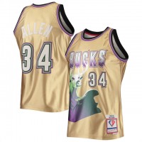 Milwaukee Milwaukee Bucks #34 Ray Allen Men's Nike Gold Mitchell & Ness 75th Anniversary 1996-97 Hardwood Classics Swingman Jersey