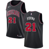 Nike Chicago Bulls #21 Thaddeus Young Black NBA Swingman Statement Edition Jersey