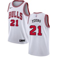 Nike Chicago Bulls #21 Thaddeus Young White NBA Swingman Association Edition Jersey