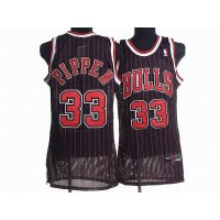 Chicago Bulls #33 Scottie Pippen Stitched Black Red Strip NBA Jersey