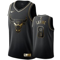 Nike Chicago Bulls #8 Zach LaVine Men's Black Golden Edition Swingman NBA Jersey