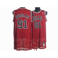Chicago Bulls #91 Dennis Rodman Stitched Red Champion Patch NBA Jersey