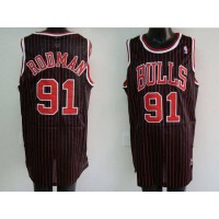 Chicago Bulls #91 Dennis Rodman Stitched Black Red Strip NBA Jersey