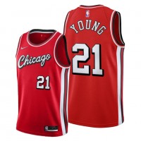 Chicago Chicago Bulls #21 Thaddeus Young Men's 2021-22 City Edition Red NBA Jersey