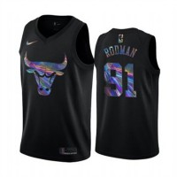 Nike Chicago Bulls #91 Dennis Rodman Men's Iridescent Holographic Collection NBA Jersey - Black