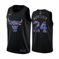 Nike Chicago Bulls #24 Lauri Markkanen Men's Iridescent Holographic Collection NBA Jersey - Black