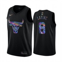 Nike Chicago Bulls #8 Zach LaVine Men's Iridescent Holographic Collection NBA Jersey - Black