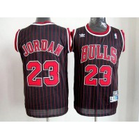 Chicago Bulls #23 Michael Jordan Black With Red Strip Throwback Stitched NBA Jersey