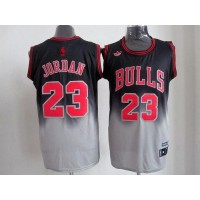 Chicago Bulls #23 Michael Jordan Black/Grey Fadeaway Fashion Stitched NBA Jersey