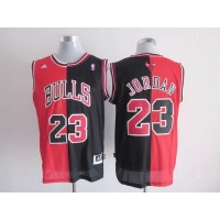 Chicago Bulls #23 Michael Jordan Black/Red Split Fashion Stitched NBA Jersey