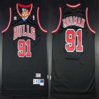 Chicago Bulls #91 Dennis Rodman Black Throwback Stitched NBA Jersey