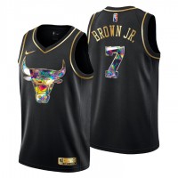 Chicago Chicago Bulls #7 Troy Brown Jr. Men's Golden Edition Diamond Logo 2021/22 Swingman Jersey - Black