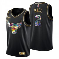 Chicago Chicago Bulls #2 Lonzo Ball Men's Golden Edition Diamond Logo 2021/22 Swingman Jersey - Black