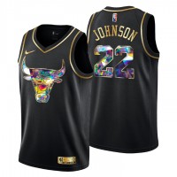 Chicago Chicago Bulls #22 Alize Johnson Men's Golden Edition Diamond Logo 2021/22 Swingman Jersey - Black