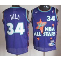 Cleveland Cavaliers #34 Tyrone Hill Purple 1995 All-Star Throwback Stitched NBA Jersey