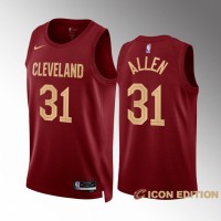 Cleveland Cleveland Cavaliers #31 Jarrett Allen Men's Wine Nike NBA 2022-23 Icon Edition Jersey