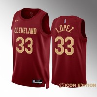 Cleveland Cleveland Cavaliers #33 Robin Lopez Men's Wine Nike NBA 2022-23 Icon Edition Jersey