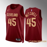 Cleveland Cleveland Cavaliers #45 Donovan Mitchell Men's Wine Nike NBA 2022-23 Icon Edition Jersey