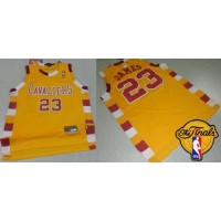 Cleveland Cavaliers #23 LeBron James Gold Throwback Classic The Finals Patch Stitched NBA Jersey