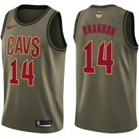 Nike Cleveland Cavaliers #14 Terrell Brandon Green Salute to Service The Finals Patch NBA Swingman Jersey