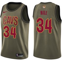 Nike Cleveland Cavaliers #34 Tyrone Hill Green Salute to Service The Finals Patch NBA Swingman Jersey