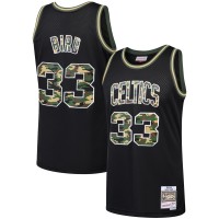 Boston Celtics #33 Larry Bird Black Mitchell & Ness Straight Fire Camo Swingman Jersey