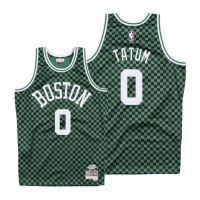 Mitchell & Ness Boston Celtics #0 Jayson Tatum Green Checkerboard HWC Throwback NBA Jersey