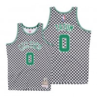 Mitchell & Ness Boston Celtics #0 Jayson Tatum White Checkerboard HWC Throwback NBA Jersey