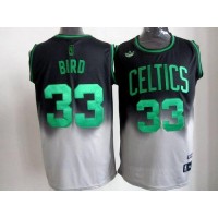 Boston Celtics #33 Larry Bird Black/Grey Fadeaway Fashion Stitched NBA Jersey