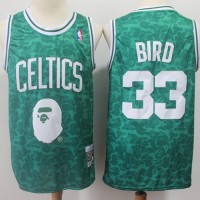 Mitchell And Ness 1985-86 A Bathing Ape Boston Celtics #33 Larry Bird Green Stitched NBA jersey