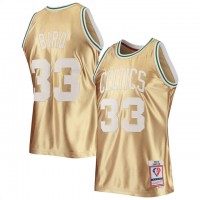 Nike Boston Celtics #33 Larry Bird Men's Gold Mitchell & Ness 75th Anniversary 1985-86 Hardwood Classics Swingman Jersey