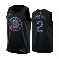 Nike Los Angeles Clippers #2 Kawhi Leonard Men's Iridescent Holographic Collection NBA Jersey - Black
