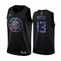 Nike Los Angeles Clippers #13 Paul George Men's Iridescent Holographic Collection NBA Jersey - Black