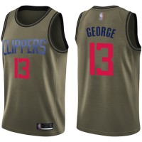 Nike Los Angeles Clippers #13 Paul George Green NBA Swingman Salute to Service Jersey