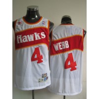 Atlanta Hawks #4 Spud Webb White Stitched Throwback NBA Jersey