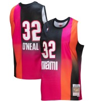 Miami Miami Heat #32 Shaquille O'Neal Mitchell & Ness Men's Pink/Black 2005/06 Hardwood Classics Fadeaway Swingman Player Jersey