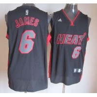 Miami Heat #6 LeBron James Black With Red & Black Number Stitched NBA Jersey