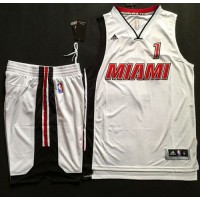 Miami Heat #1 Chris Bosh White Throwback A Set Stitched NBA Jersey