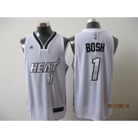 Miami Heat #1 Chris Bosh White Silver No. Stitched NBA Jersey