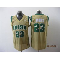 Los Angeles Lakers #23 LeBron James Earth Yellow Irish High School Stitched NBA Jersey