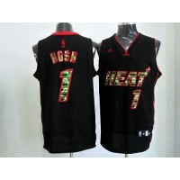 Miami Heat #1 Chris Bosh Black Camo Fashion Stitched NBA Jersey