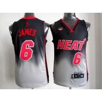 Miami Heat #6 LeBron James Black/Grey Fadeaway Fashion Stitched NBA Jersey