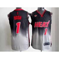 Miami Heat #1 Chris Bosh Black/Grey Fadeaway Fashion Stitched NBA Jersey
