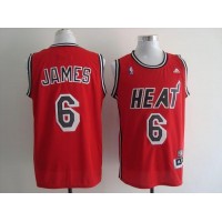 Miami Heat #6 LeBron James Red Hardwood Classics Nights Stitched NBA Jersey